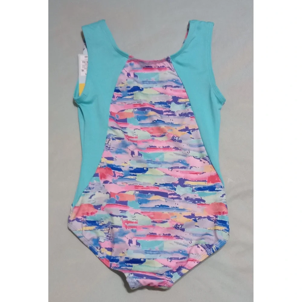 Cat & Jack Girls Gymnastics Leotard Dance Multicolor Abstract Rhinestone S 6/7